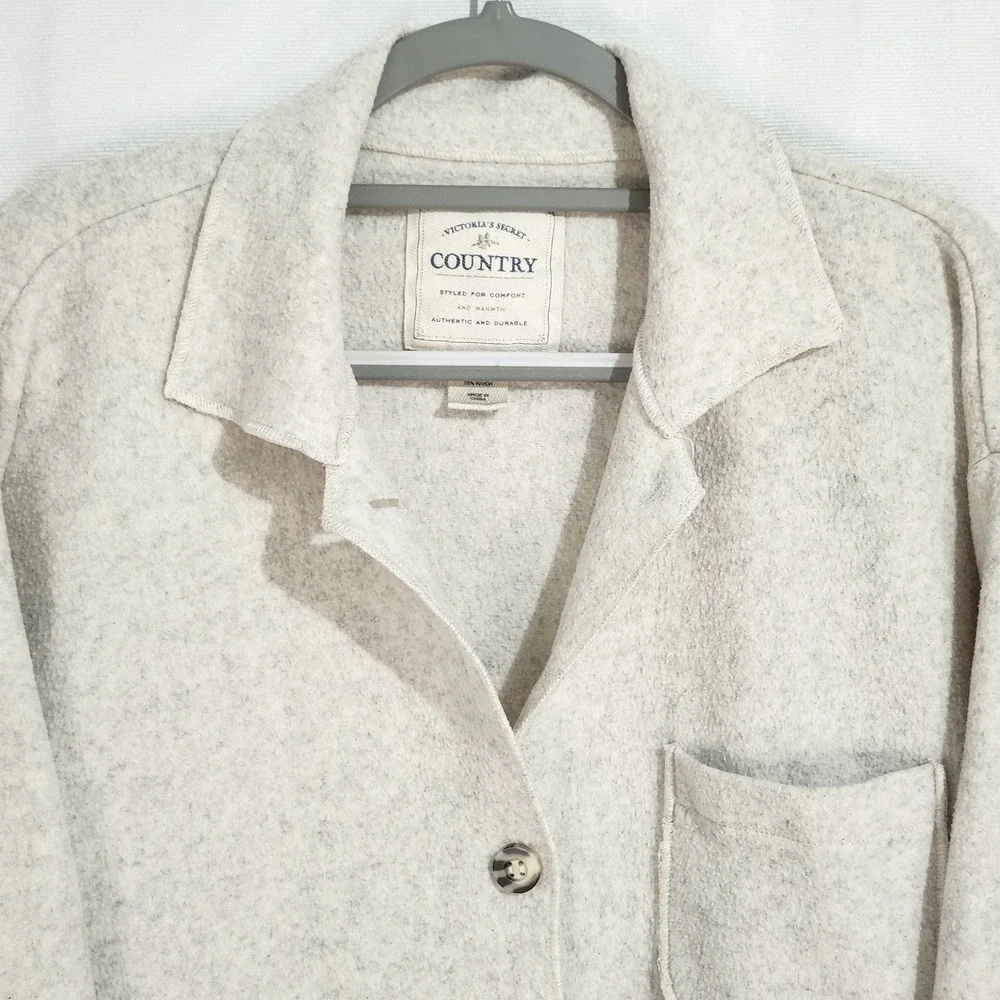 Vintage 90s Victoria's Secret Country Fleece Button Up Shacket‎ Medium Oatmeal